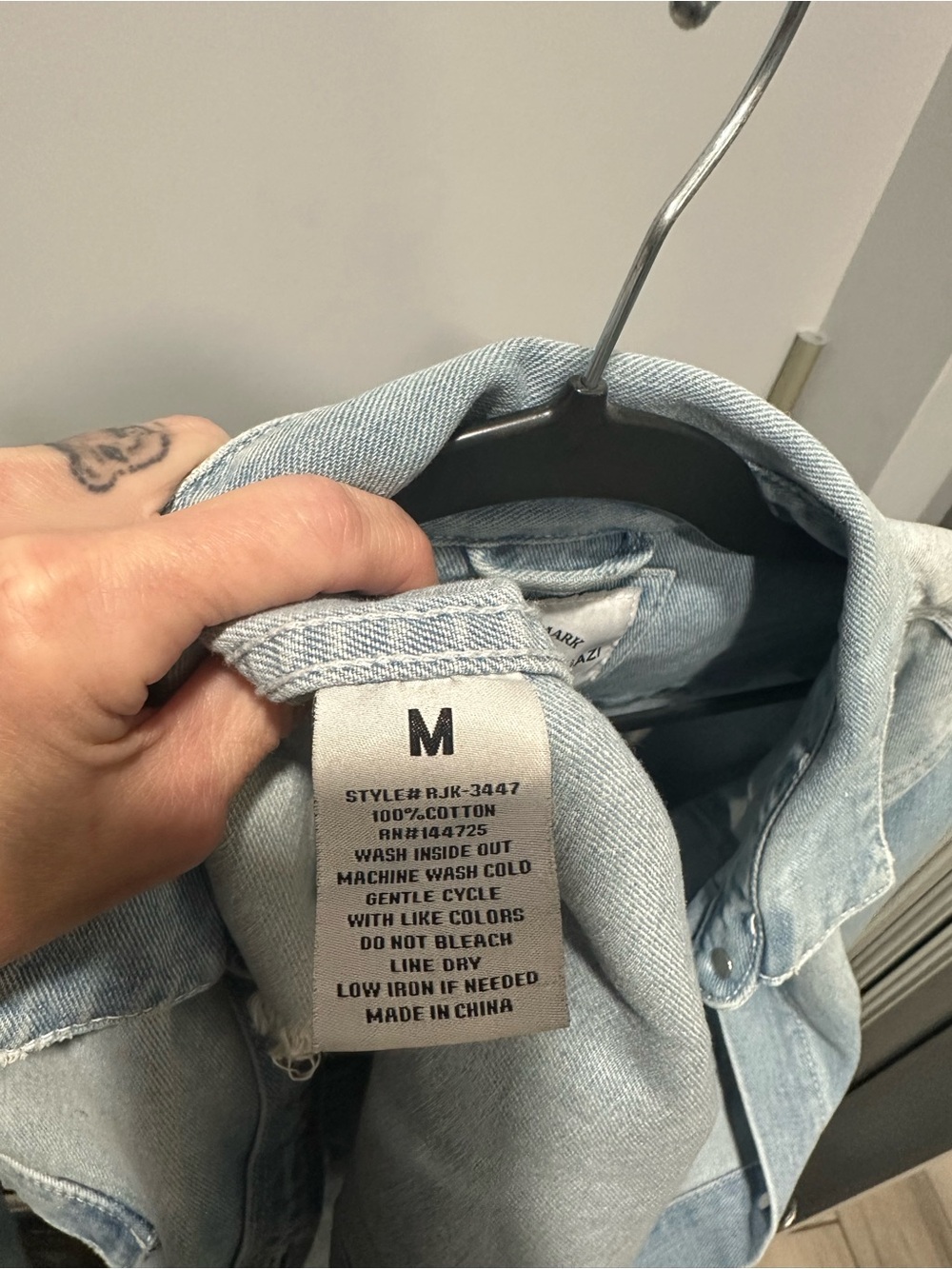 American Bazi Light Blue Denim Shirt Jacket - Picture 4 of 4